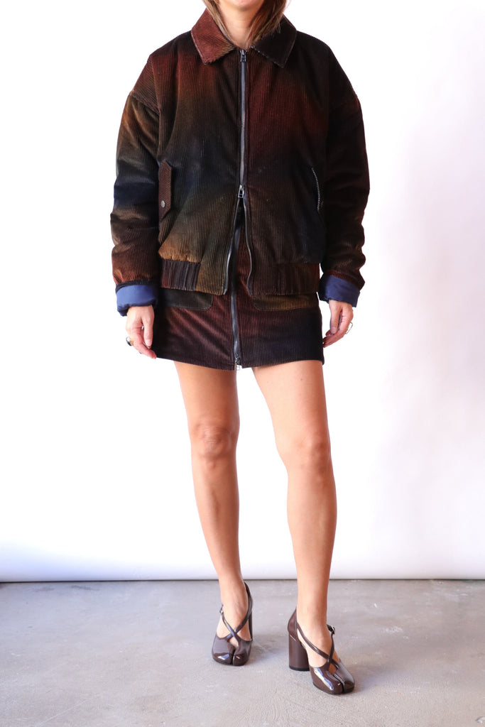 The Elder Statesman Ombre Cord Boxy Jacket in Midnight Outerwear The Elder Statesman 