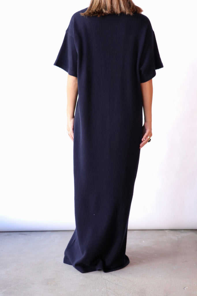 The Elder Statesman Oversized Tee Dress in Navy Dresses The Elder Statesman 