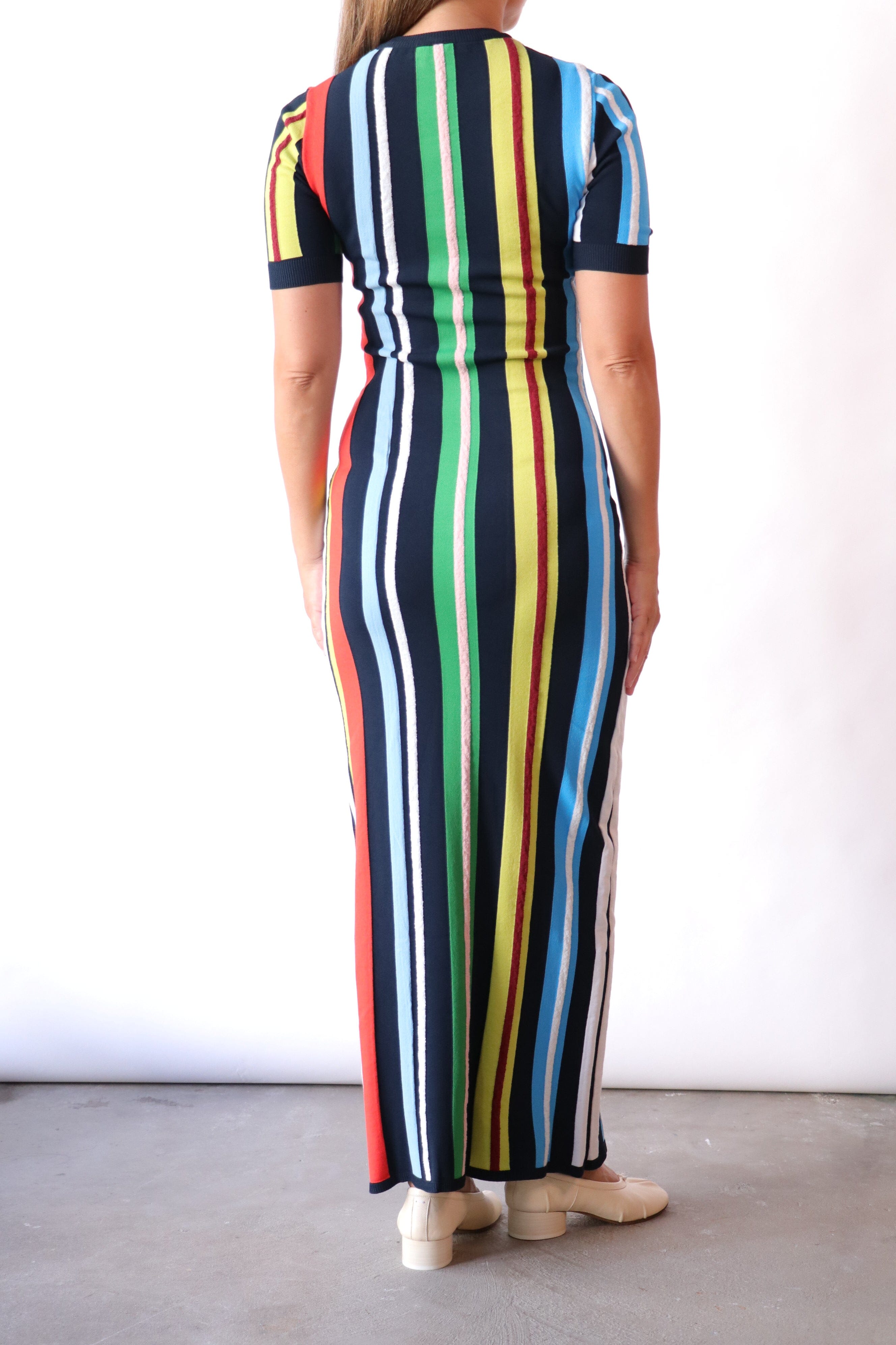 milly rainbow stripe knit dress Unrugby Maxi 18.5 34/35