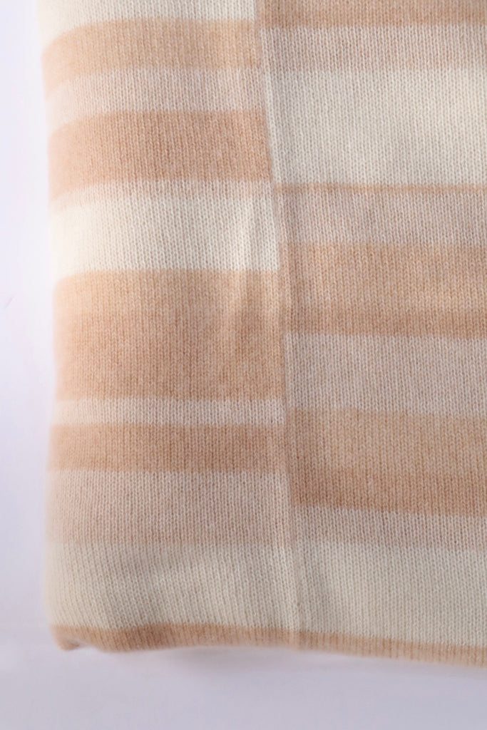 The Elder Statesman Stripe Super Super Blanket in Khaki/Ivory Accessories The Elder Statesman 