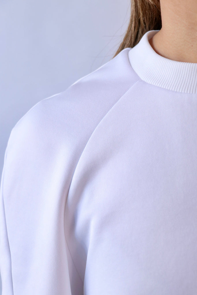 Tibi Active Knit Raglan Top in White tops-blouses Tibi 