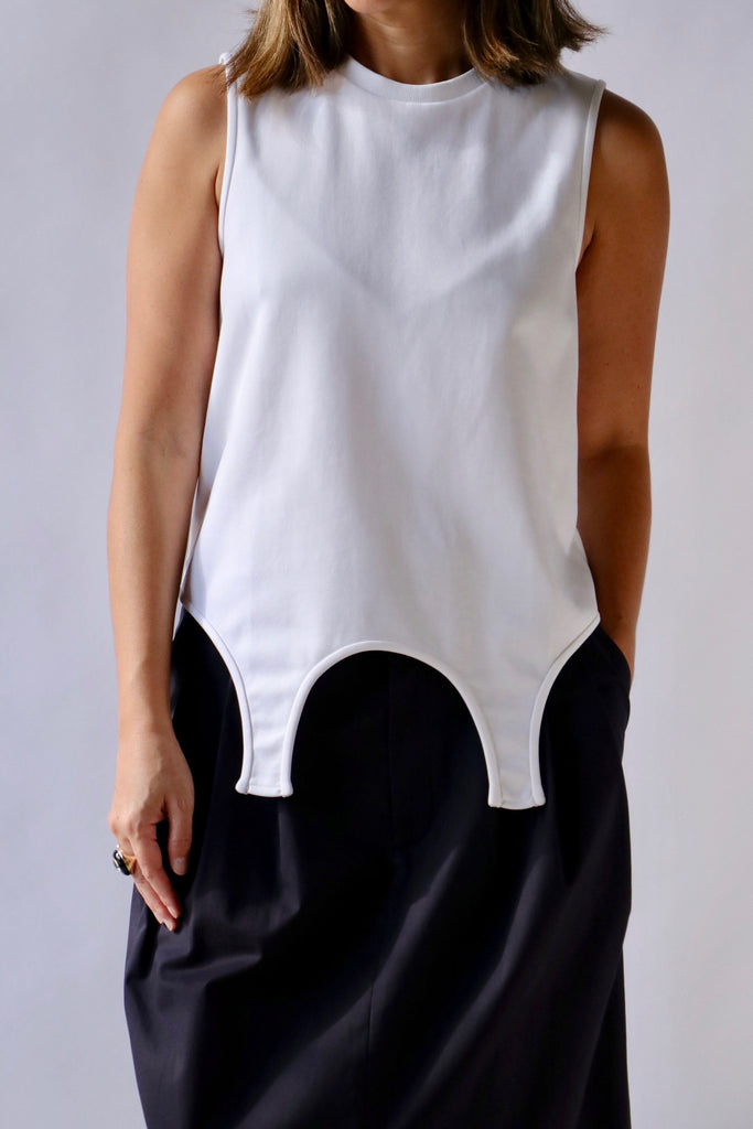 Tibi Active Knit The Flip Tank in White T-Shirts & Tanks Tibi 