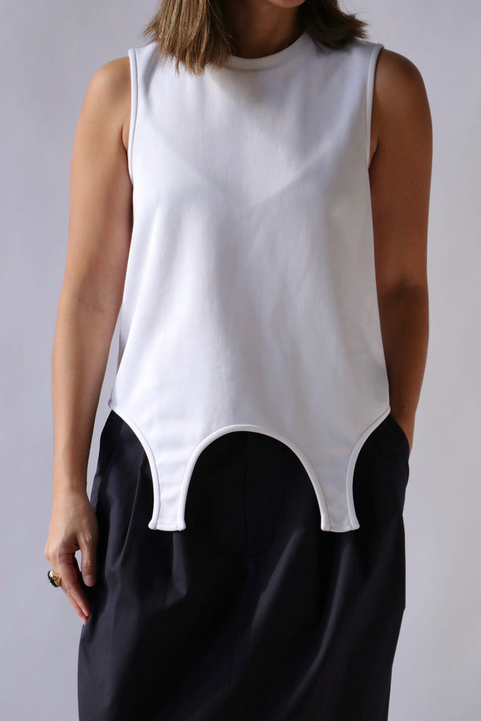 Tibi Active Knit The Flip Tank in White T-Shirts & Tanks Tibi 