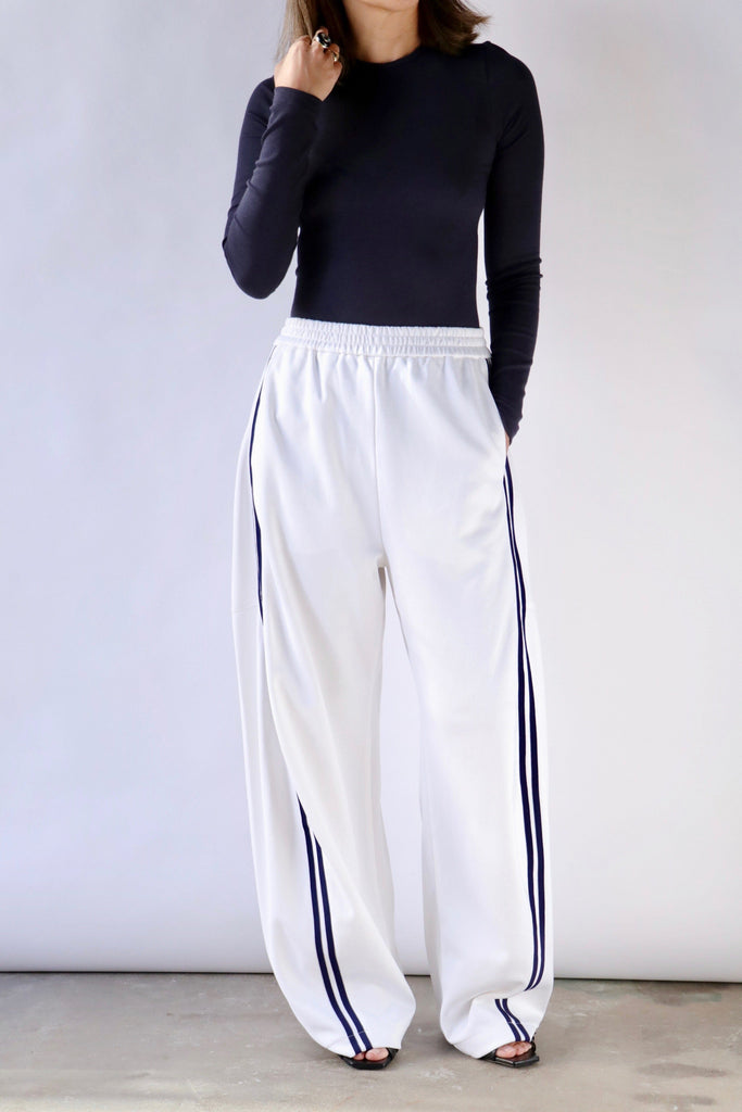 Tibi Active Knit Winslow Pant in White Bottoms Tibi 