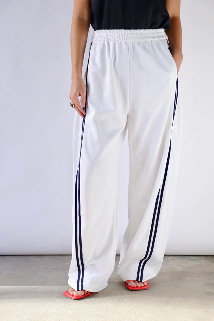 Tibi Active Knit Winslow Pant in White Bottoms Tibi 