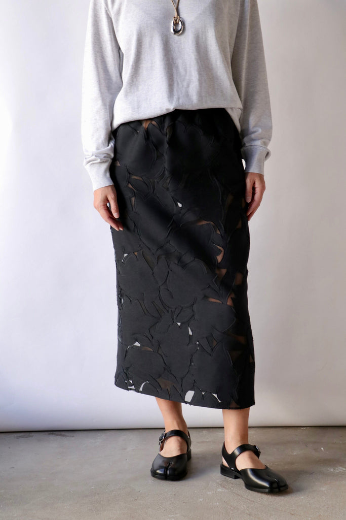 Tibi Adelle Fil Coupe Pencil Skirt in Black Bottoms Tibi 