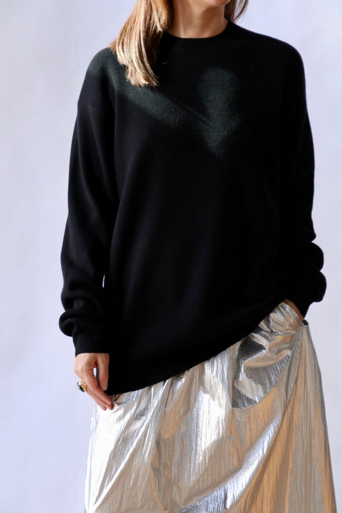 Tibi Anna Merino Wool Cut Out Racerback Pullover in Black Knitwear Tibi 