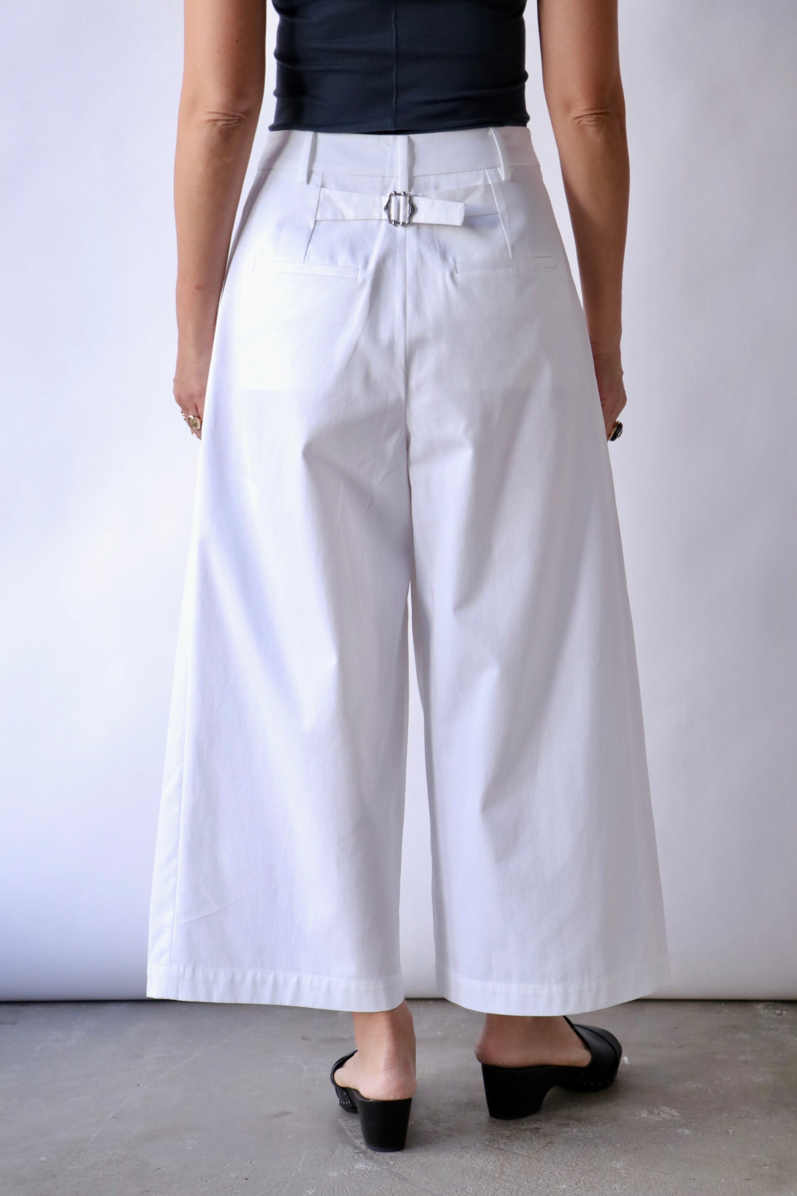 Tibi Bio Twill Triple Pleat Cropped Pant in Optic White | WE