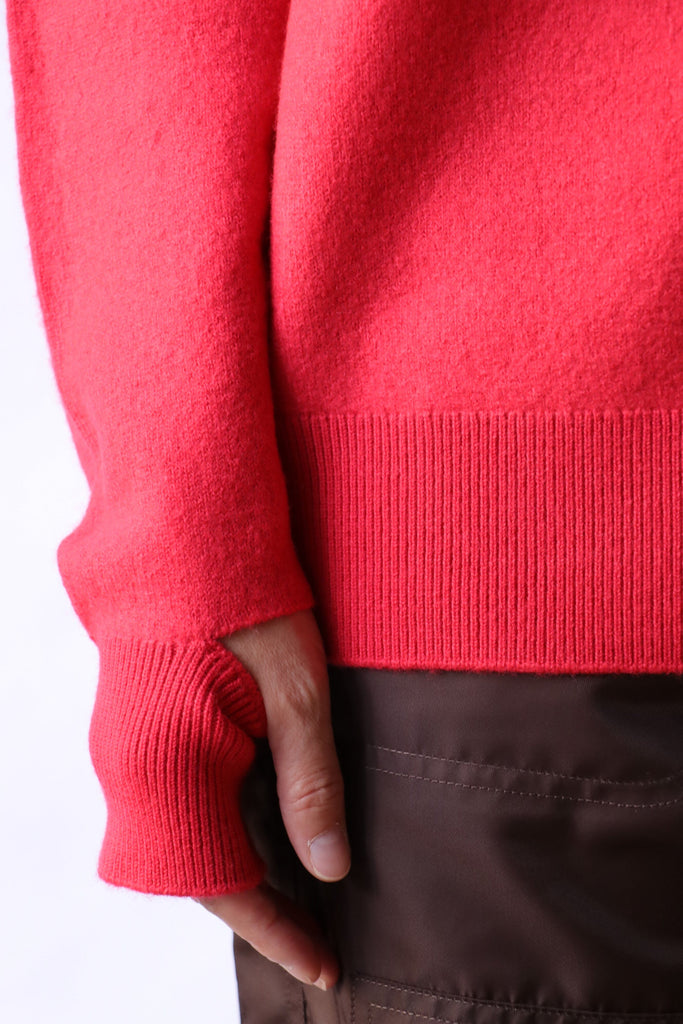 Tibi Boiled Wool Crewneck Easy Pullover in Red Knitwear Tibi 