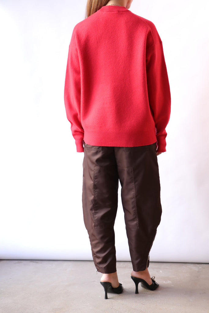 Tibi Boiled Wool Crewneck Easy Pullover in Red Knitwear Tibi 