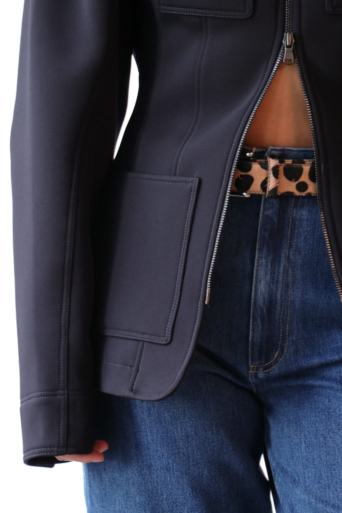 Tibi Bonded Twill Sculpted Workmen Jacket in Navy Outerwear Tibi 