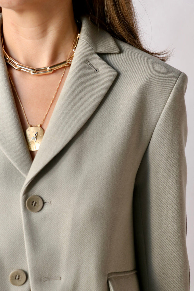 Tibi Cavalier Twill Shrunken Blazer in Desert Tan Outerwear Tibi 