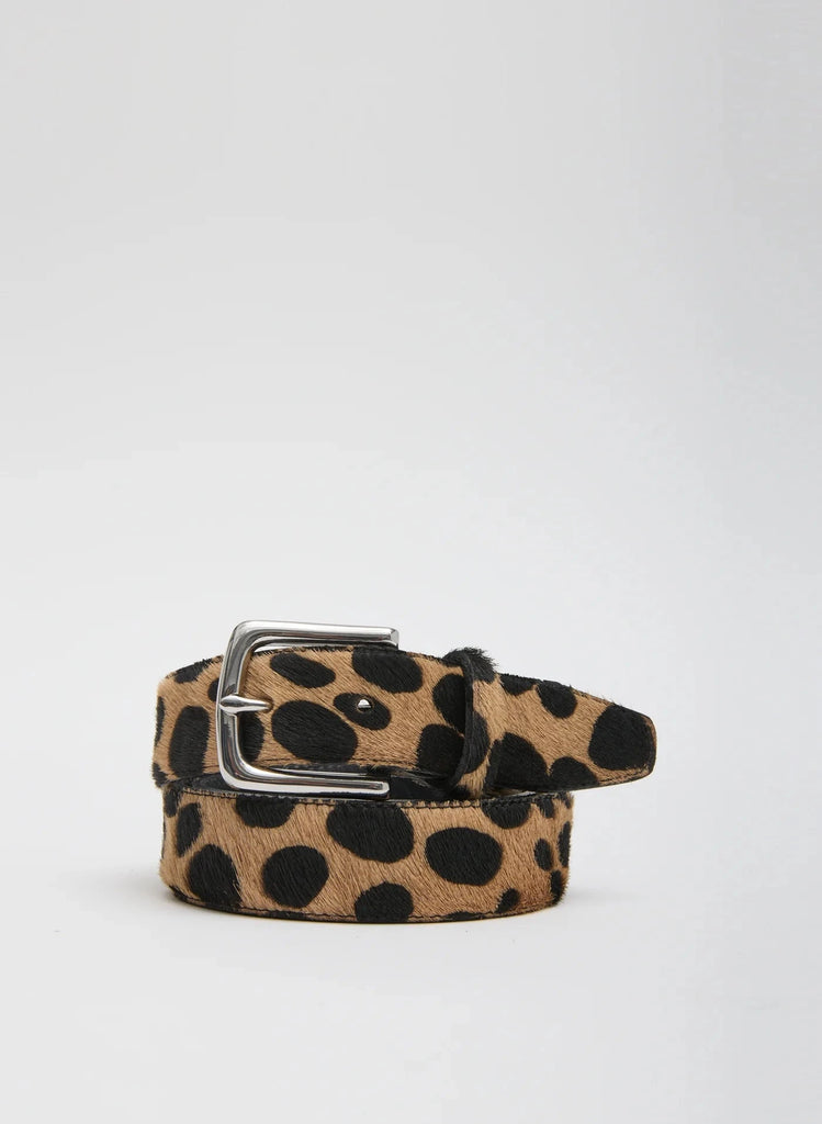 Tibi Classic Pony Hair Leather Belt in Leopard Accessories Tibi 