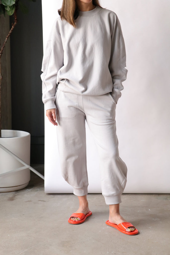 Tibi Cocoon Crewneck Sweatshirt in Greystone Sweatshirts Tibi 