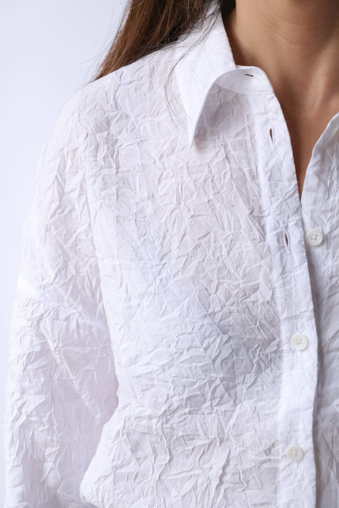 Tibi Crinkle Shirting Oversized Shirt in White tops-blouses Tibi 