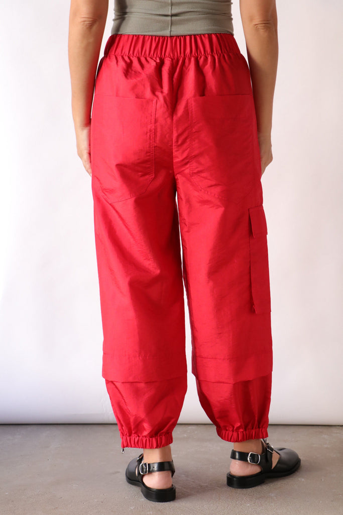 Tibi Crispy Nylon Wilt Pull On Jogger in Red Bottoms Tibi 