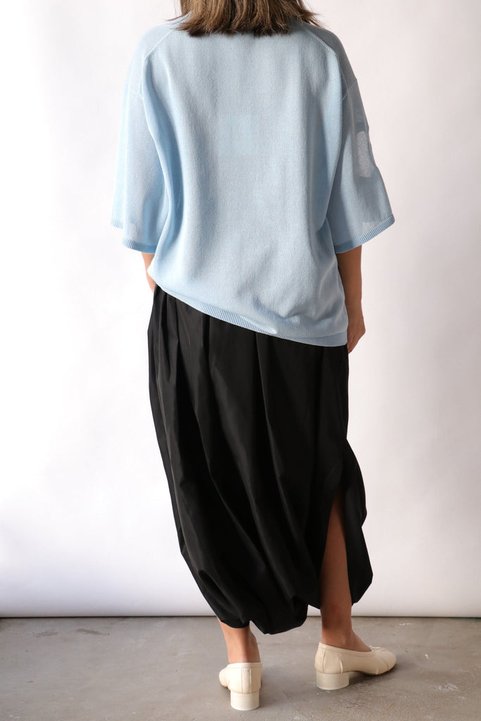 Tibi Crispy Sweater Oversized Easy T-Shirt in Baby Blue tops-blouses Tibi 