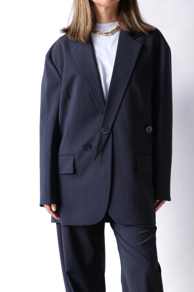 Tibi Dominic Pinstripe Detached Lapel Liam Blazer Outerwear Tibi 