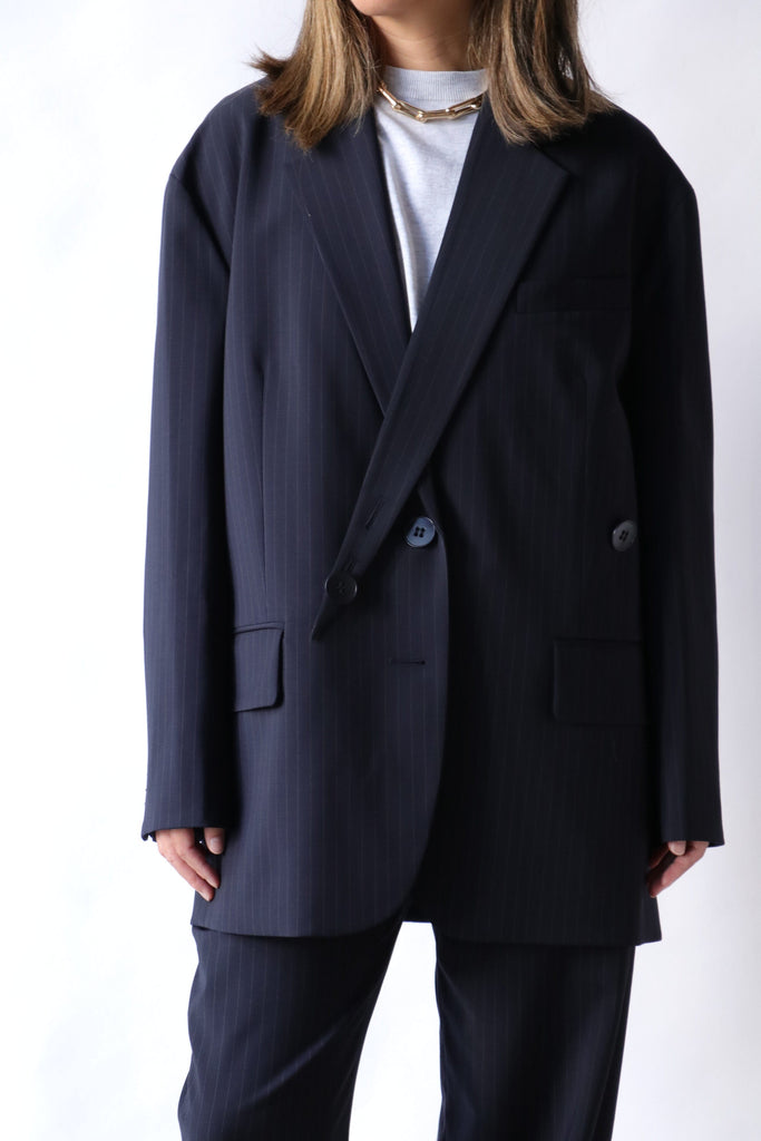 Tibi Dominic Pinstripe Detached Lapel Liam Blazer Outerwear Tibi 