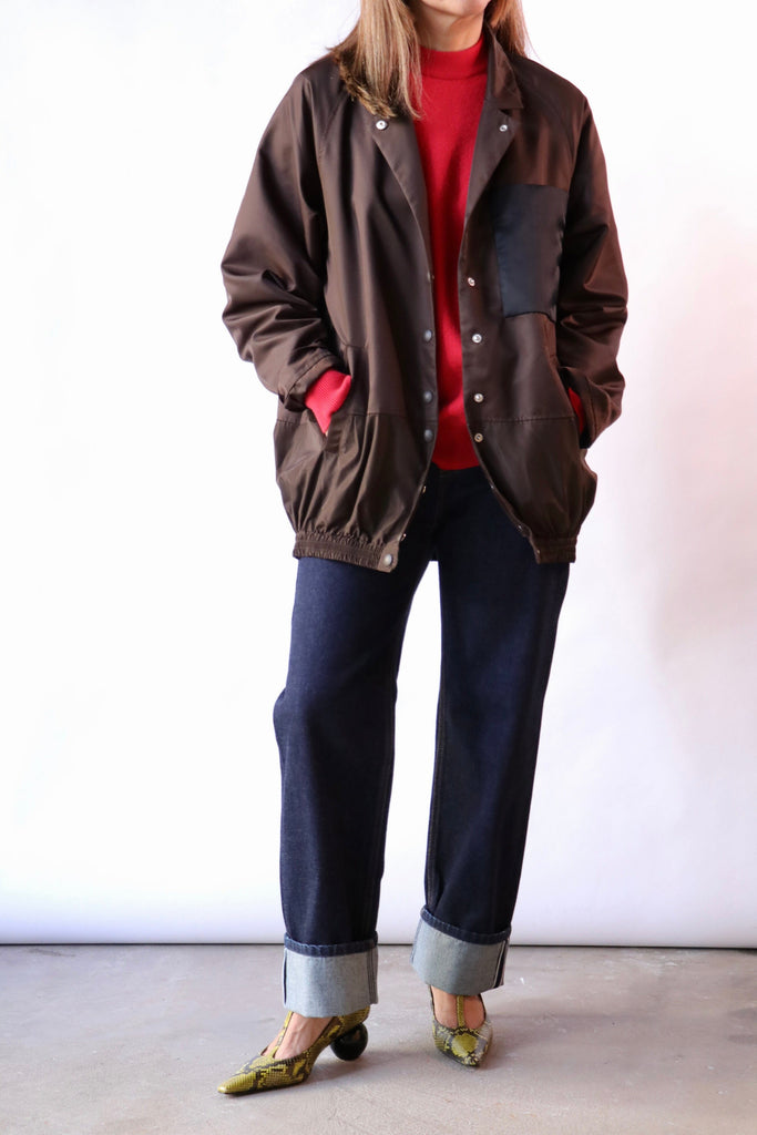 Tibi Eco Nylon Bomber Blazer in Brown Outerwear Tibi 