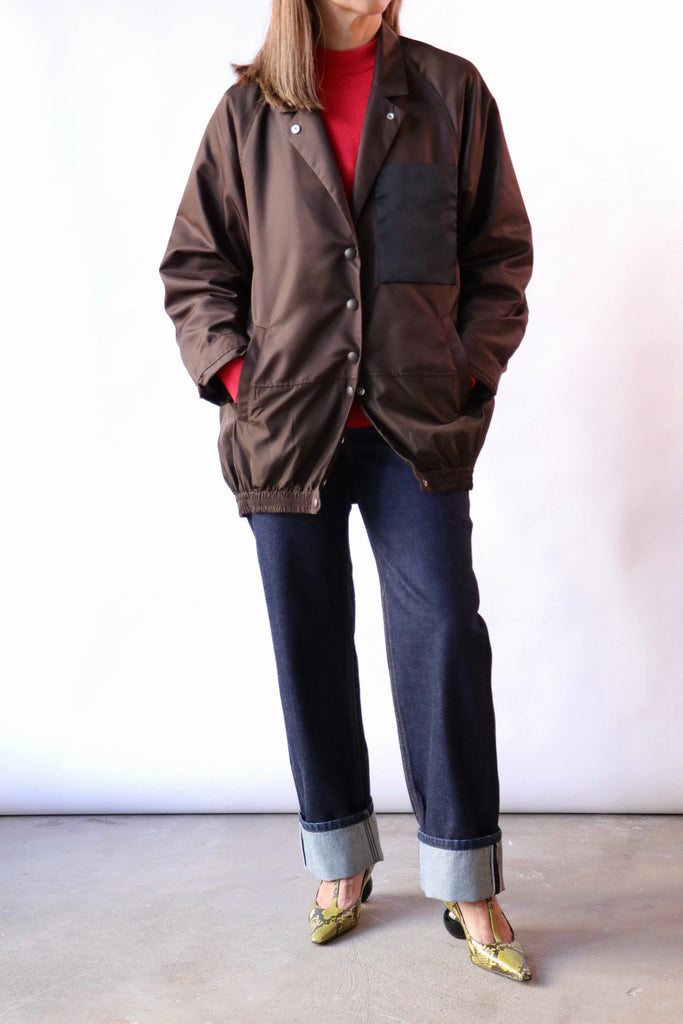 Tibi Eco Nylon Bomber Blazer in Brown Outerwear Tibi 