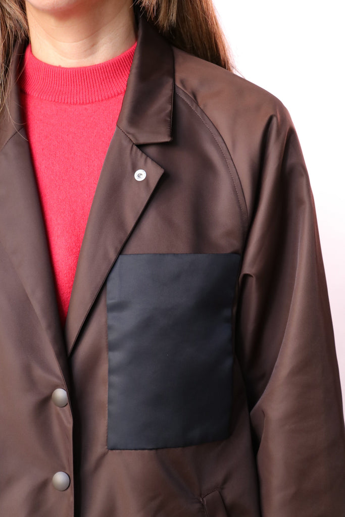 Tibi Eco Nylon Bomber Blazer in Brown Outerwear Tibi 
