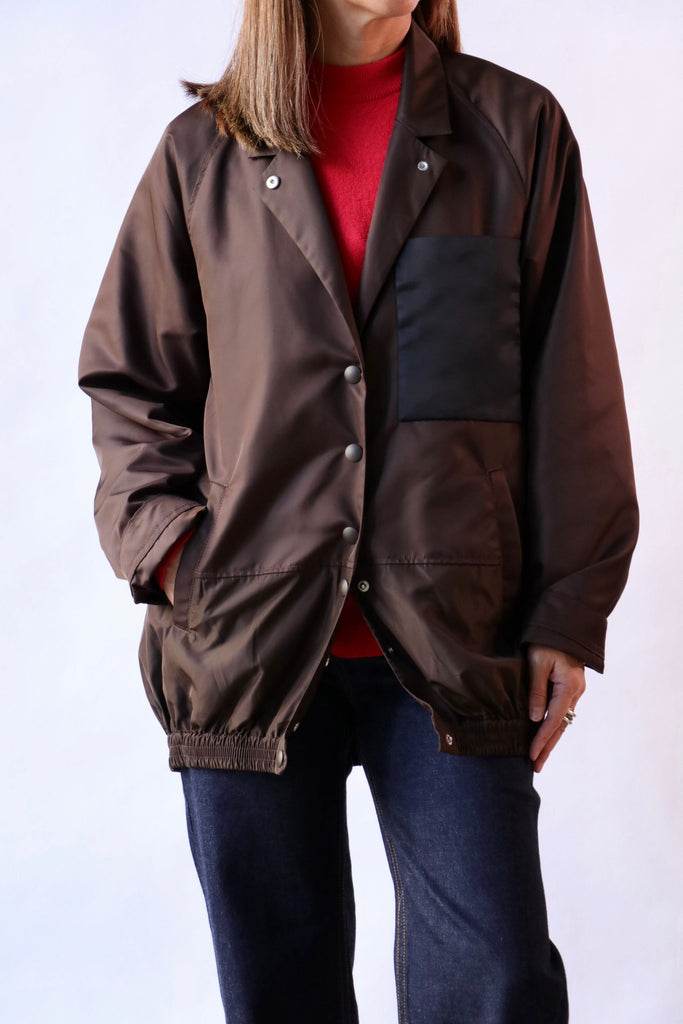 Tibi Eco Nylon Bomber Blazer in Brown Outerwear Tibi 