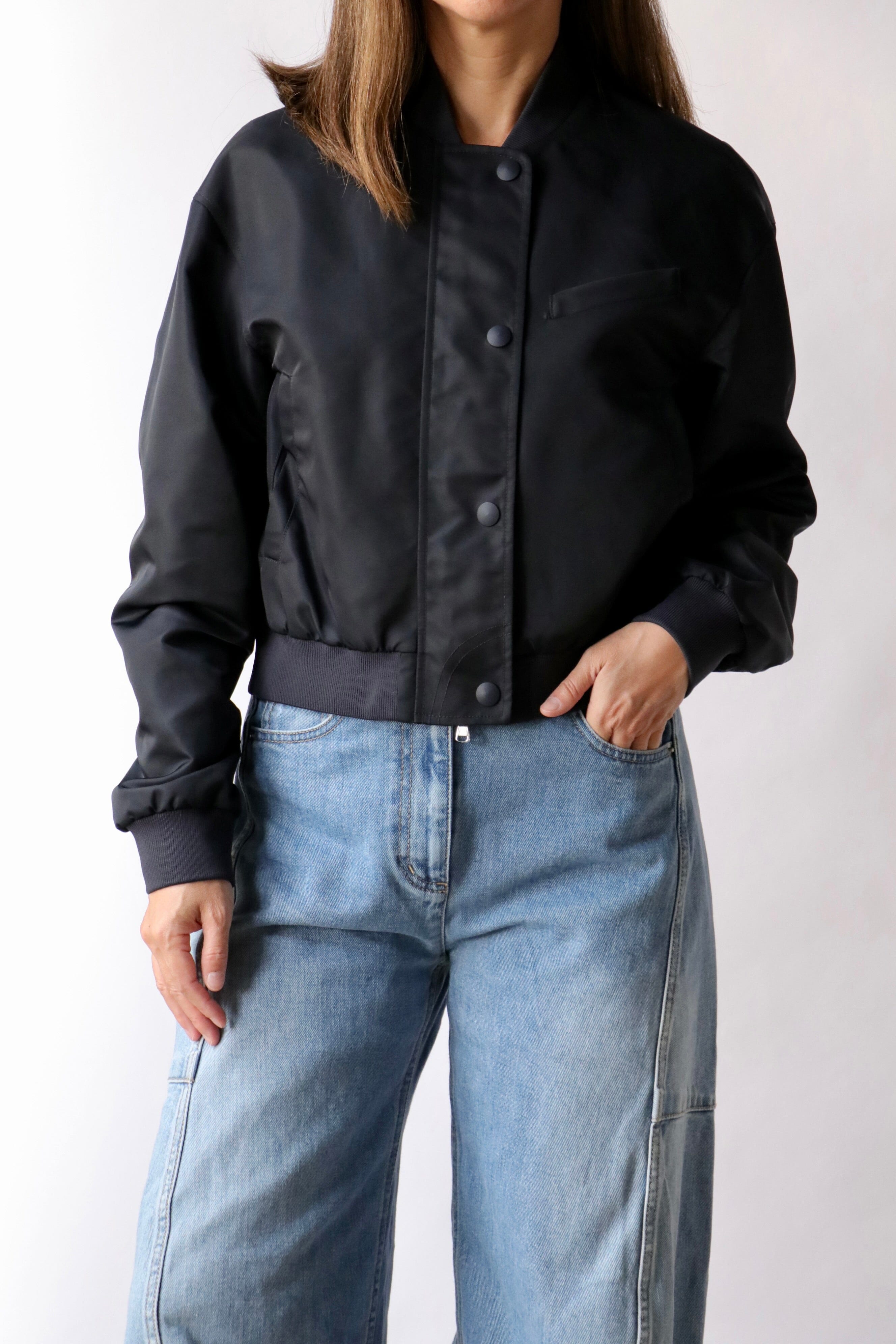 Eco Nylon Cropped Bomber – Tibi Official