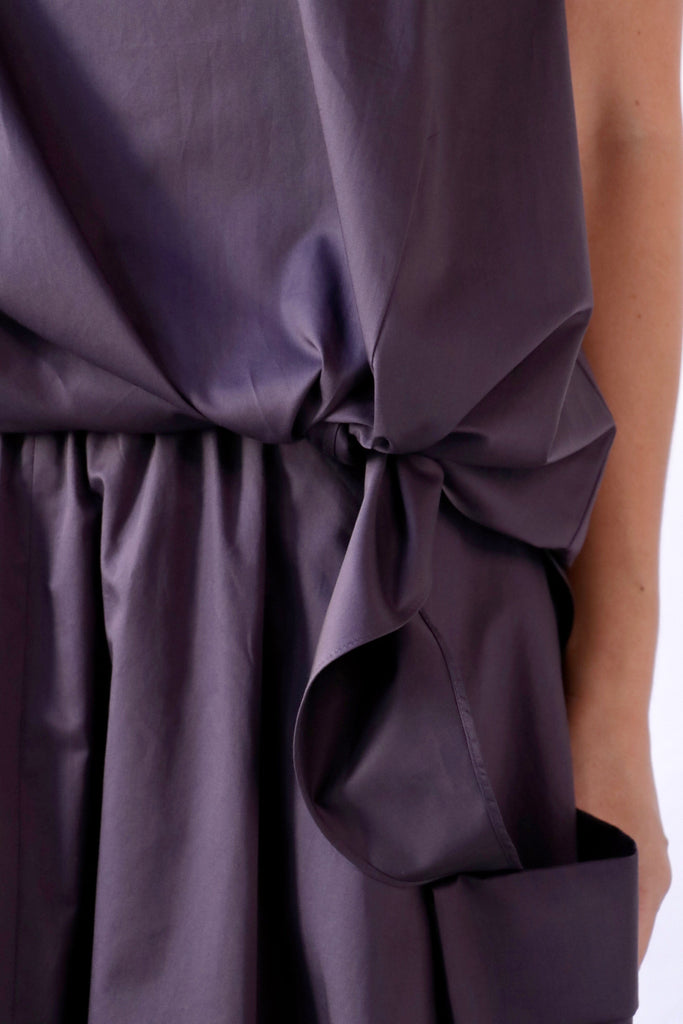 Tibi Eco Poplin Tie Front Top in Eggplant tops-blouses Tibi 
