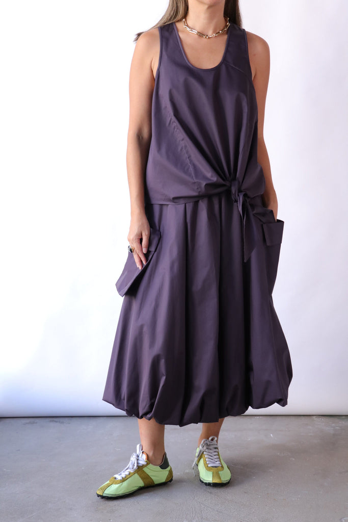Tibi Eco Poplin Tie Front Top in Eggplant tops-blouses Tibi 