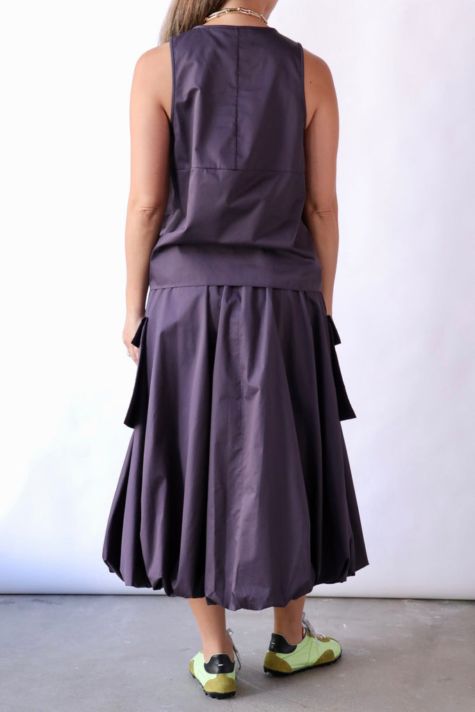Tibi Eco Poplin Tie Front Top in Eggplant tops-blouses Tibi 