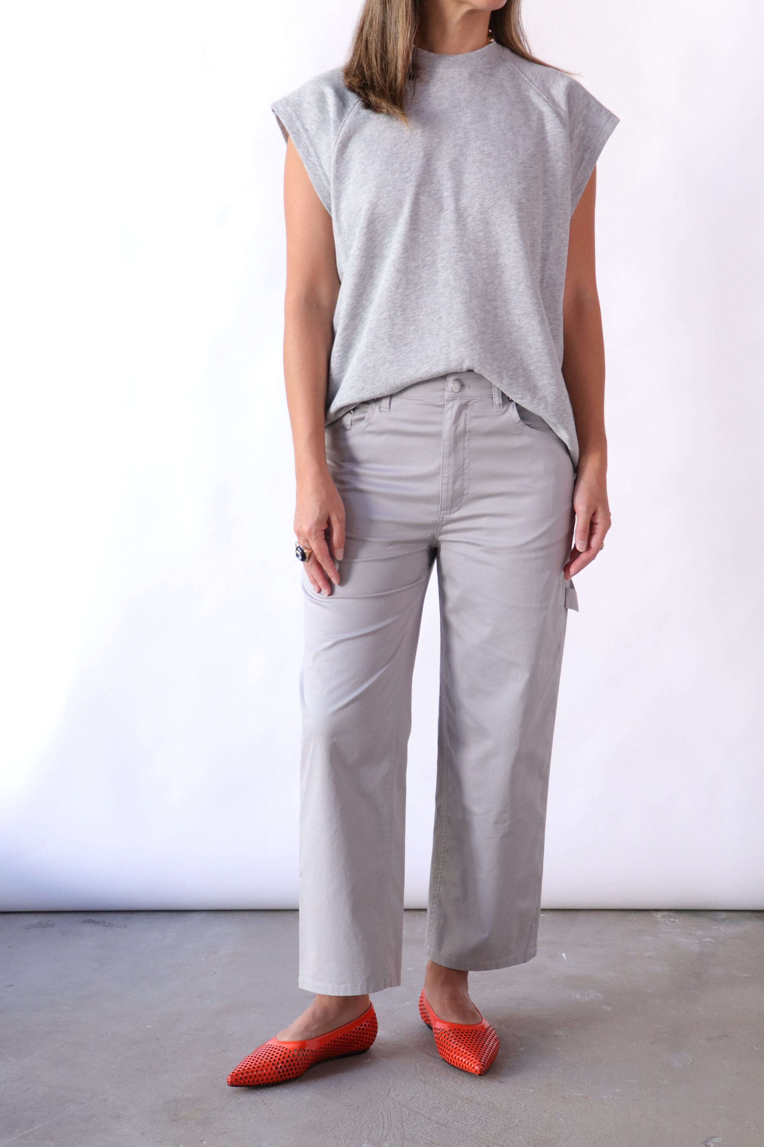 Tibi Garment Dye Silky Cotton Cropped Slouchy Cargo Jeans