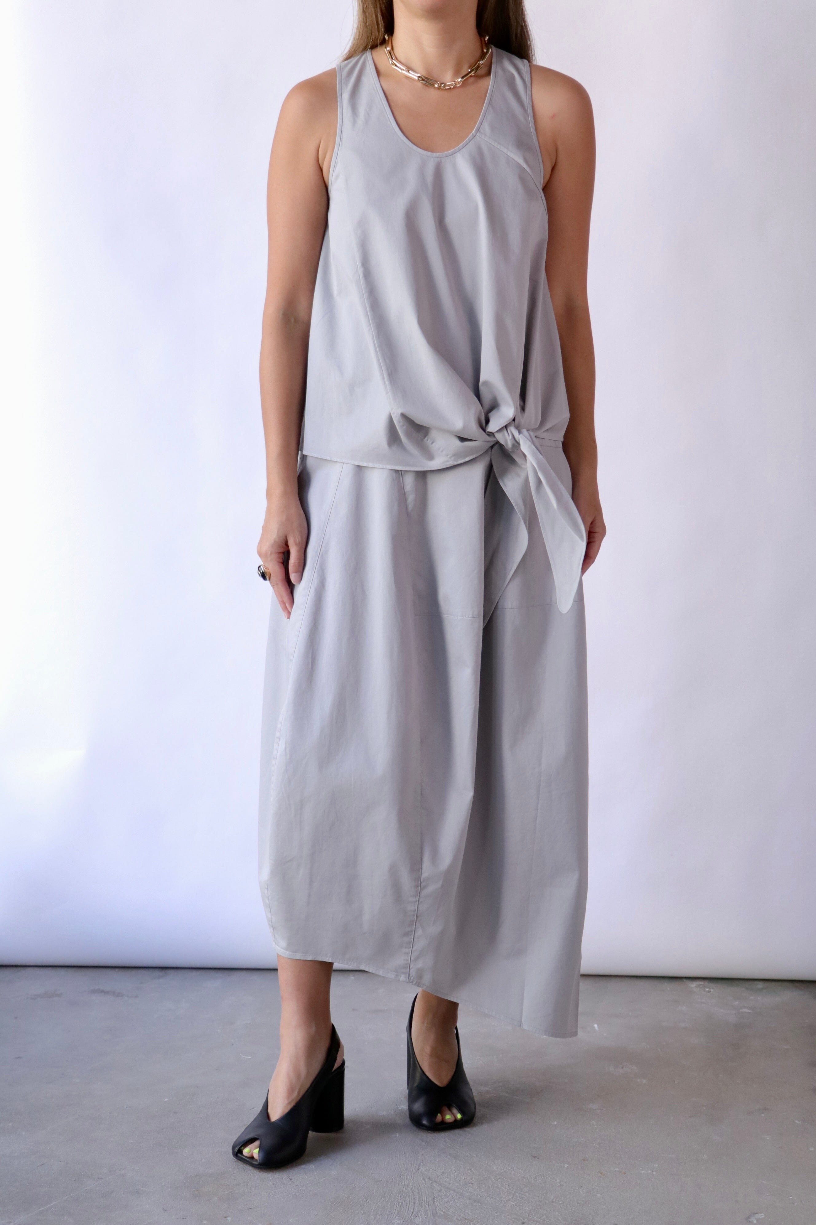 Tibi Garment Dyed Silky Cotton Asymmetrical Balloon Skirt