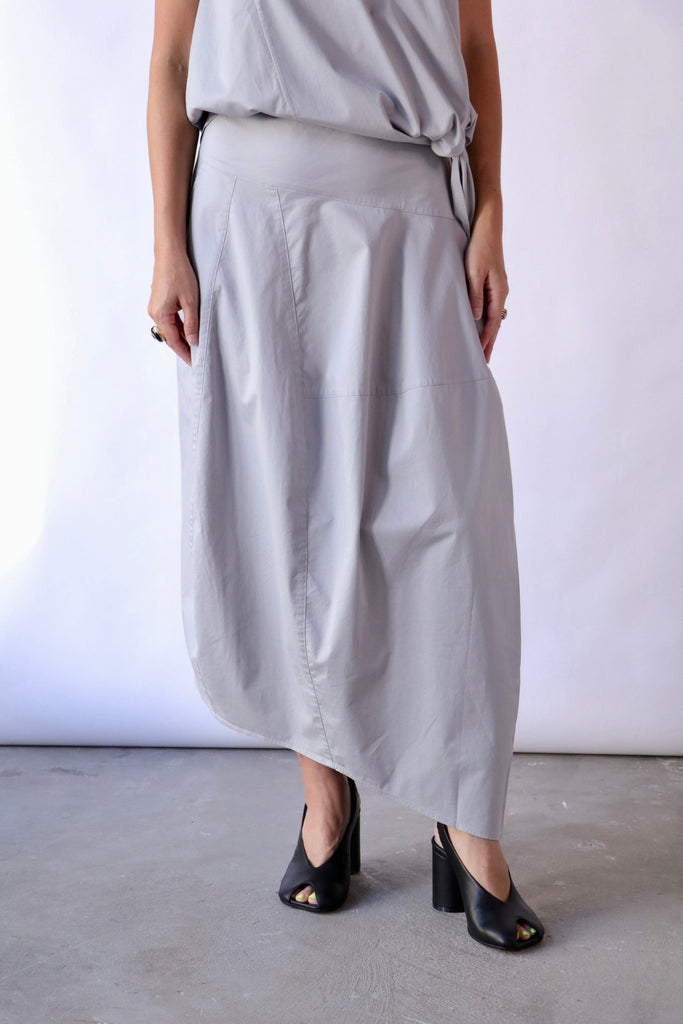 Tibi Garment Dyed Silky Cotton Asymmetrical Balloon Skirt Bottoms Tibi 