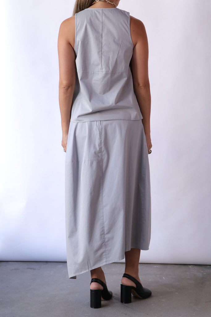 Tibi Garment Dyed Silky Cotton Asymmetrical Balloon Skirt Bottoms Tibi 