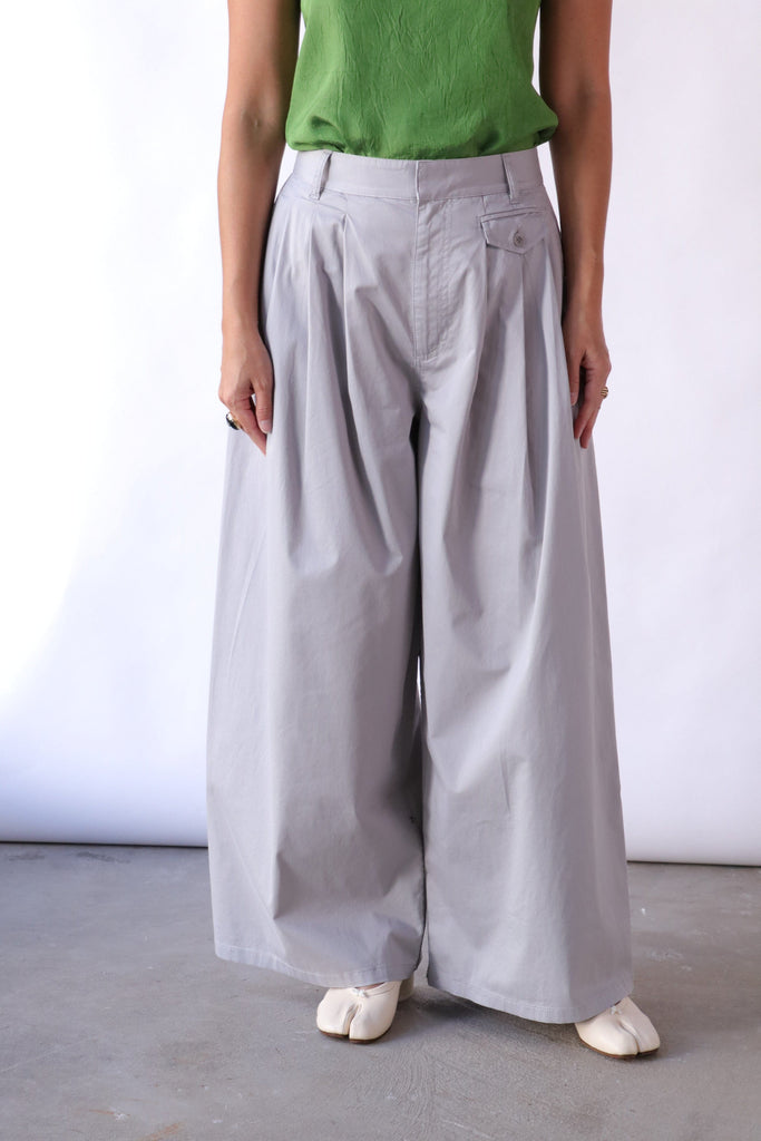 Tibi Garment Dyed Silky Cotton triple Pleat pant Bottoms Tibi 