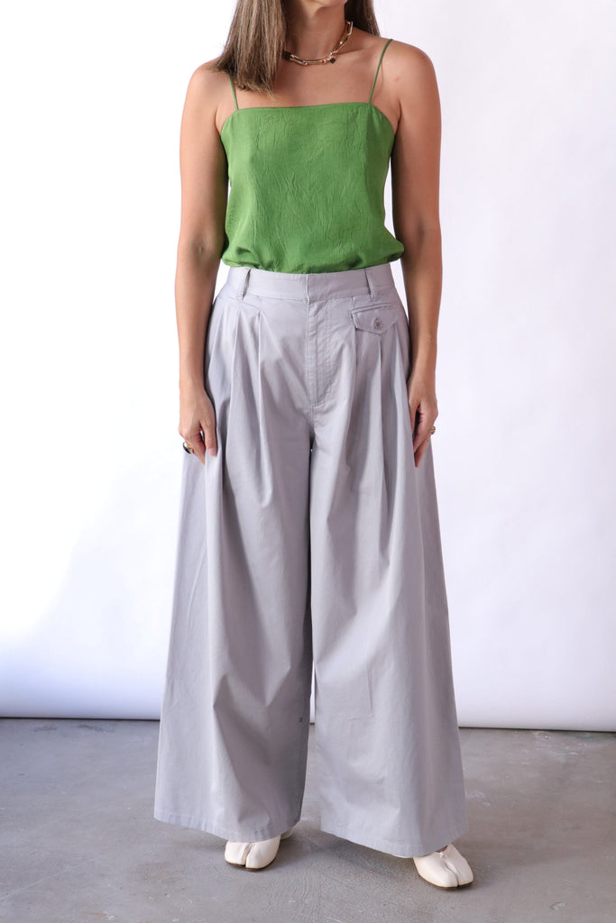 Tibi Garment Dyed Silky Cotton triple Pleat pant Bottoms Tibi 