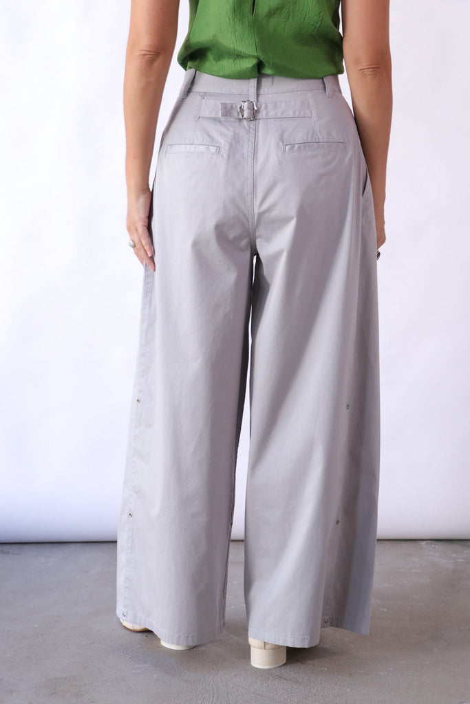 Tibi Garment Dyed Silky Cotton triple Pleat pant Bottoms Tibi 