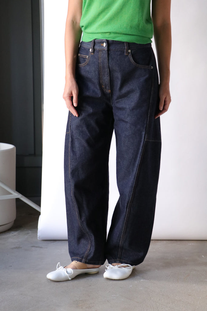 Tibi Indigo Denim Sid Jean in Dark Denim Bottoms Tibi 