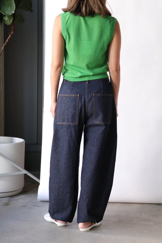 Tibi Indigo Denim Sid Jean in Dark Denim Bottoms Tibi 