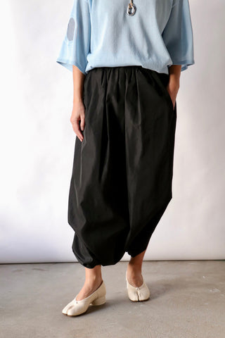 Tibi Italian Sporty Nylon Pleated Jalousie Skirt in Black