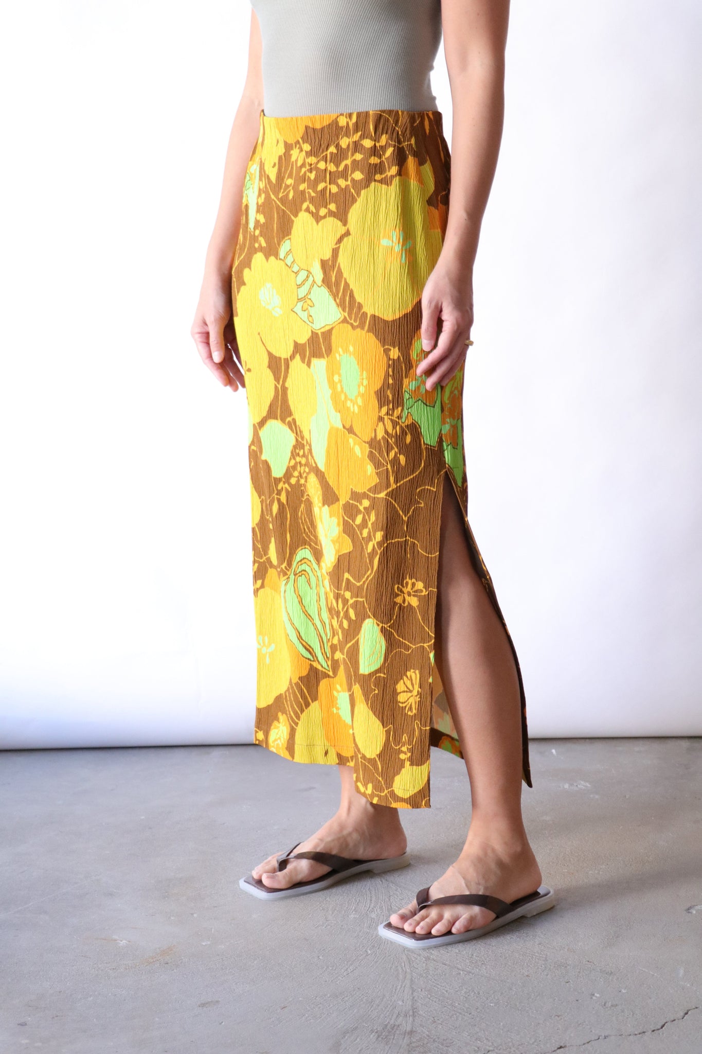 Tibi Kamara Print Skirt in Brown Print Bottoms Tibi 
