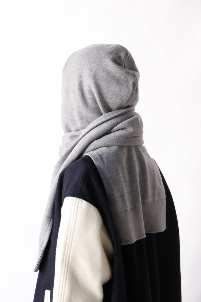 Tibi Light Weight Airy Extrafine Wool Hooded Scarf in Heather Grey Accessories Tibi 