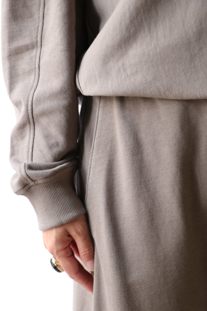 Tibi Light Weight Sweatshirting Crewneck Sweatshirt in Dark Stone Sweatshirts Tibi 