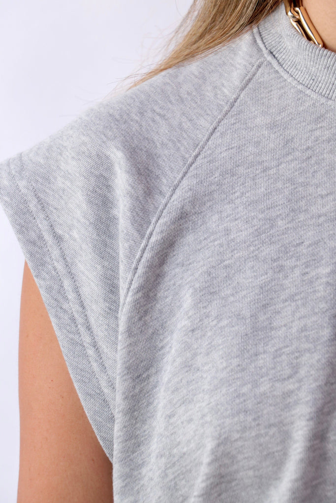 Tibi Light Weight Sweatshirting Sleeveless Easy Top tops-blouses Tibi 