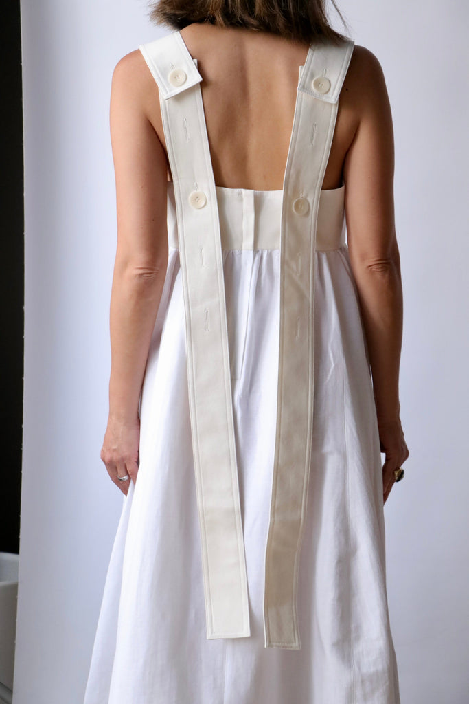 Tibi Linen Cotton Voile Sculpted Dress in White Dresses Tibi 