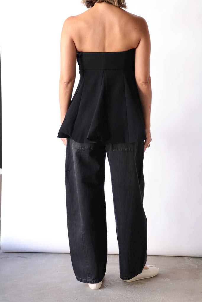 Tibi Melee Crepe Strapless Top in Black tops-blouses Tibi 