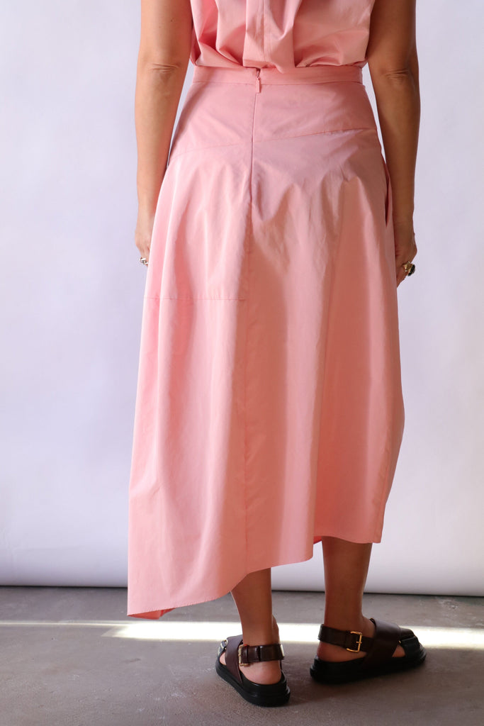 Tibi Nylon Asymmetrical Balloon Skirt in Pink Bottoms Tibi 