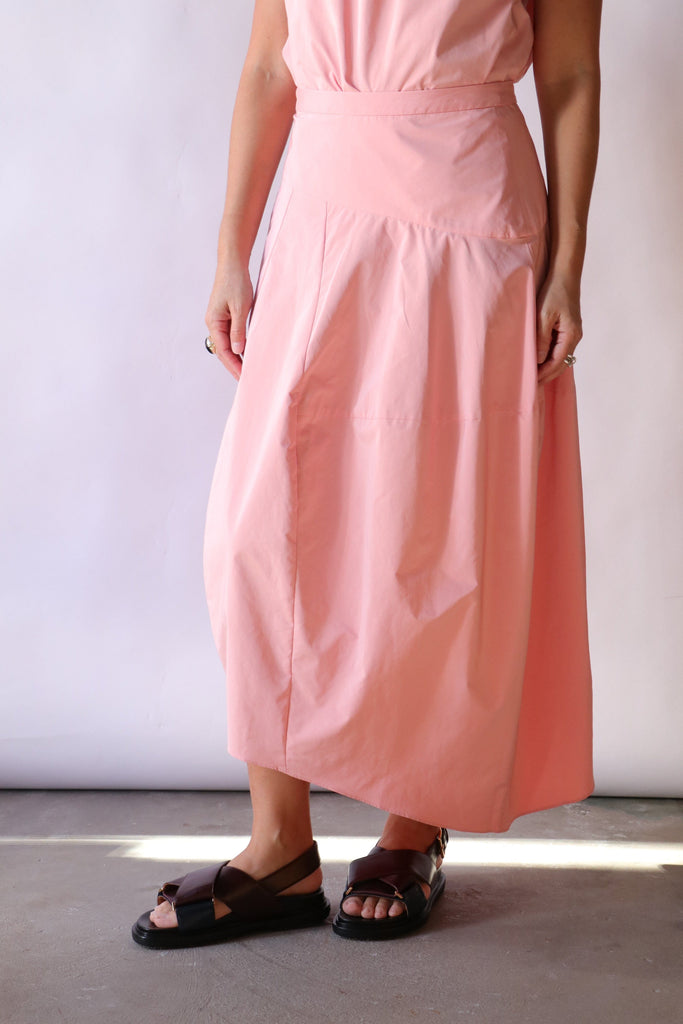 Tibi Nylon Asymmetrical Balloon Skirt in Pink Bottoms Tibi 