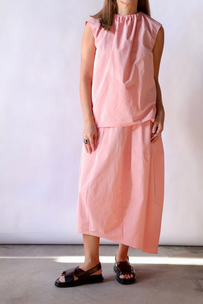 Tibi Nylon Asymmetrical Balloon Skirt in Pink Bottoms Tibi 